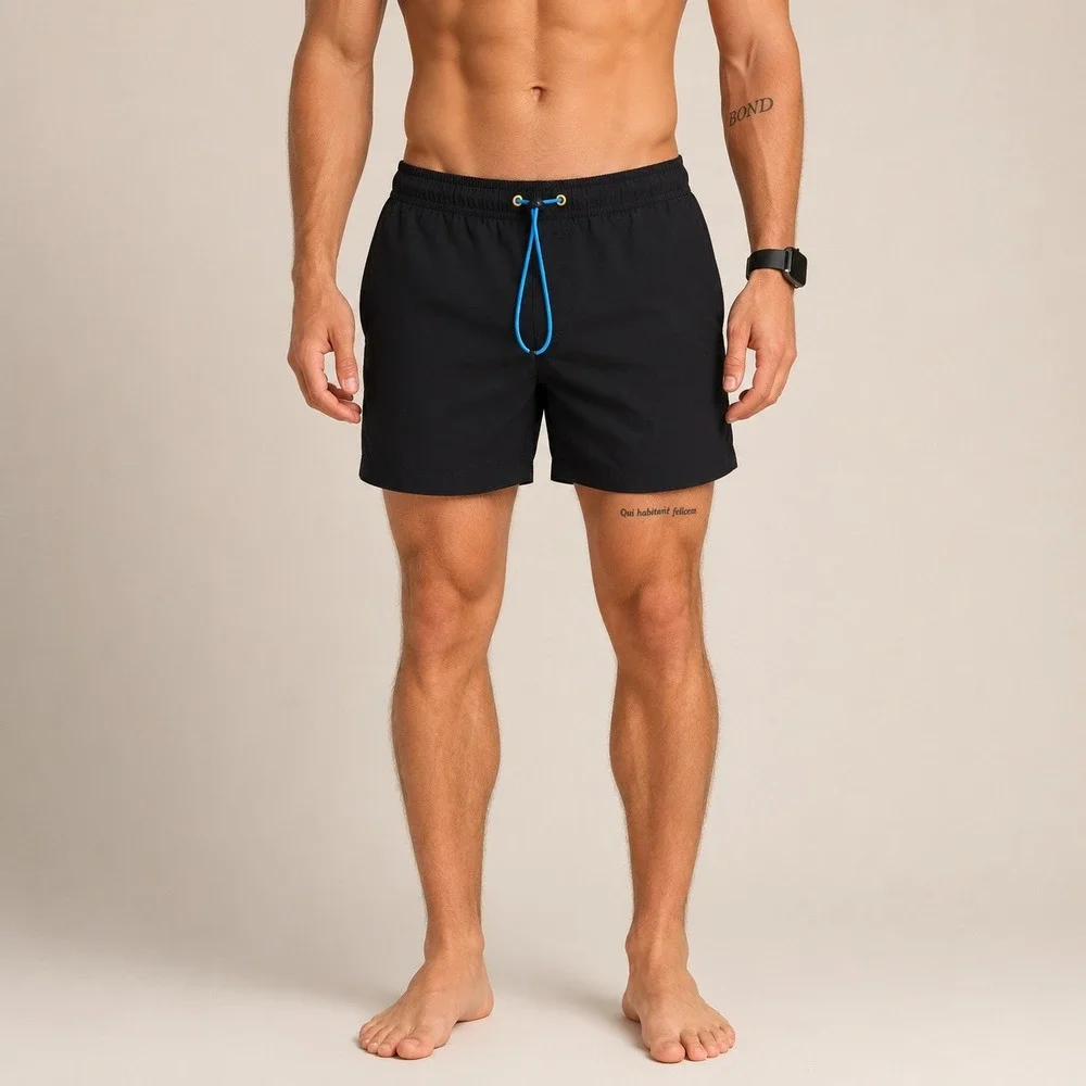 Chubbies Mens Swim Trunks Black Blue Toggle Drawstring Mesh Lined Shorts Medium